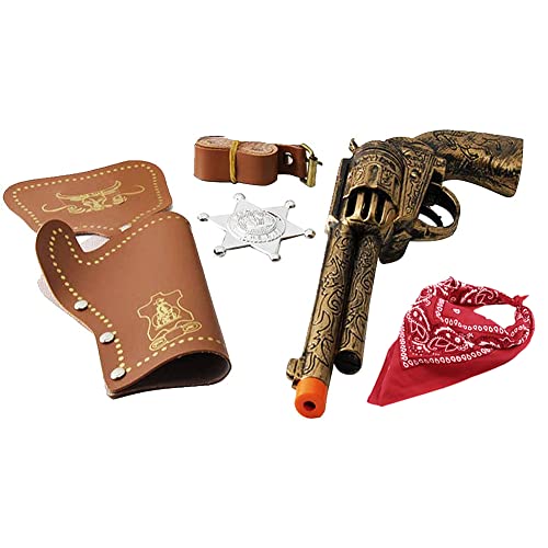 Wild West Cowboys Set Gun and Holster with Badge Belt Bandana (Bandanna and Gun Set)