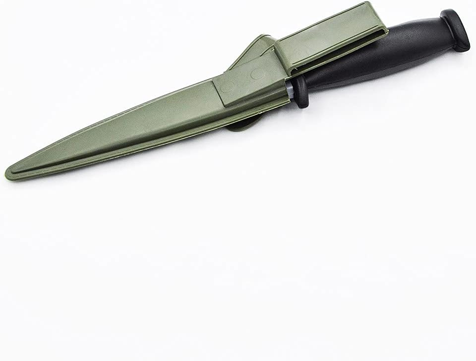 Rubber Dagger Prop Knife Harmless Safe Fake Knife with Army Green Scabbard Length 10.5 Inch