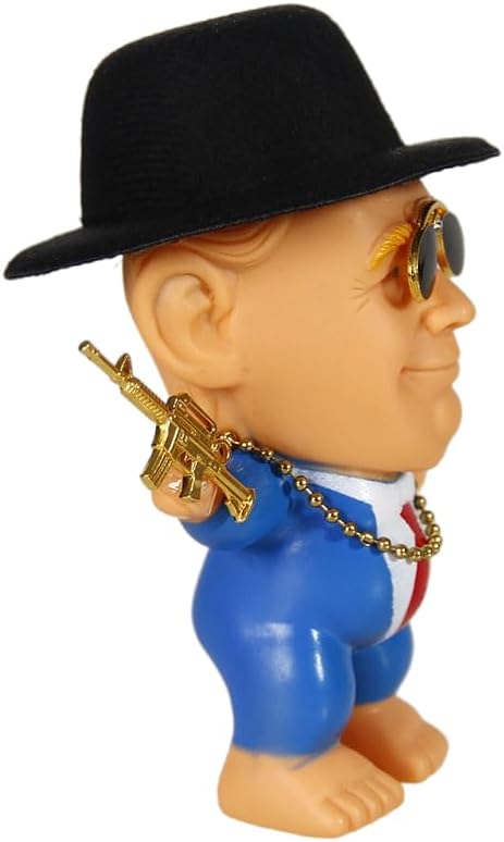 Trump merchandise Rubber Troll Doll trump gifts with Sunglasses Hat Golden Necklace Mini Toy Gun Trolls Toys Donald Trump Gifts for Trump Fans Donald Trump Merchandise (Style A)