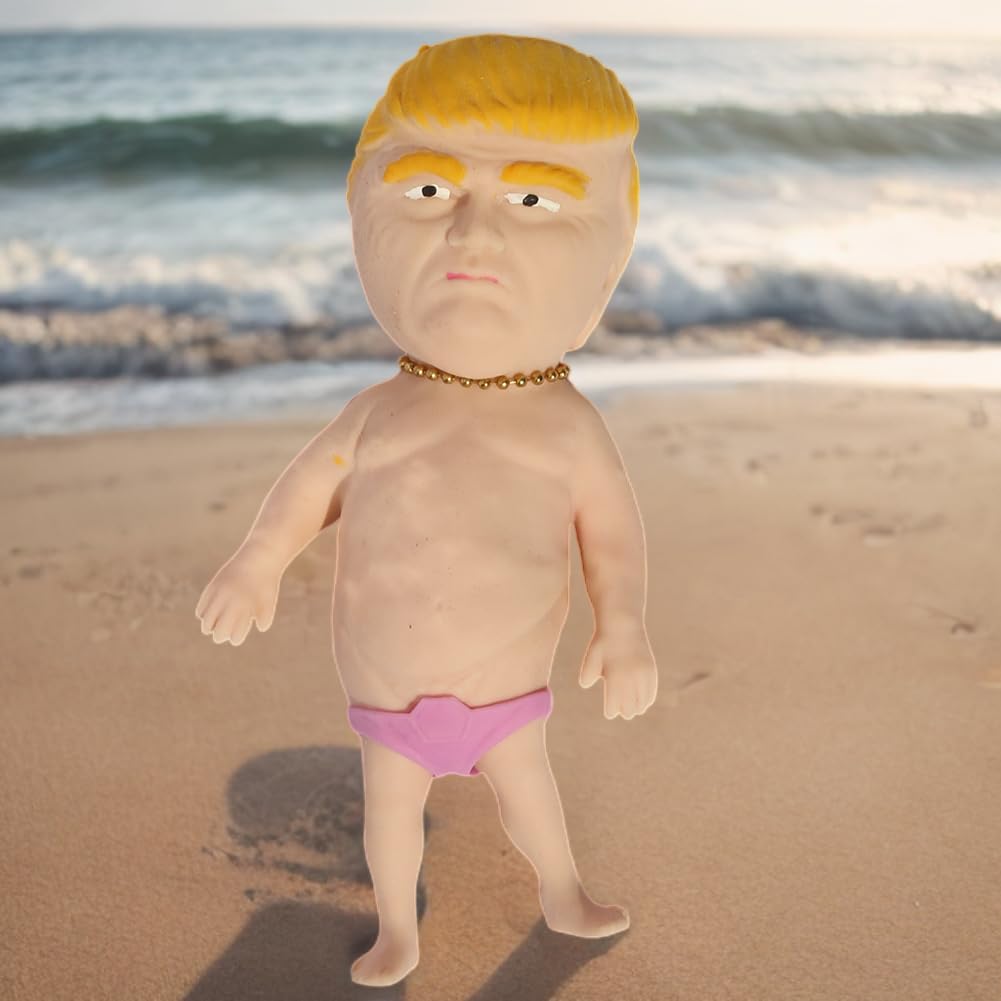 Donald trump merchandise Swimsuit Decompression Dough Ball with Golden Necklace and Swimming Trump Trunks Sand-Filled Squishy Fidget Toys Stress Relief Toy Stress Toys Adults （Swimming Trunks are Random in Color）