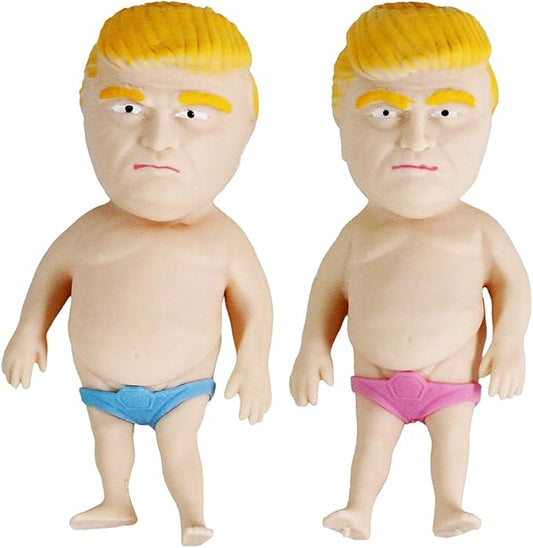 2 PCS Donald Trump Sand-Filled Squishy Fidget Toys Squishy Toys Stress Relief Toy with Golden Necklace Trump Doll Trump Merchandise Squishy Ball Squishy Stress Ball