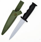 Rubber Dagger Prop Knife Harmless Safe Fake Knife with Army Green Scabbard Length 10.5 Inch