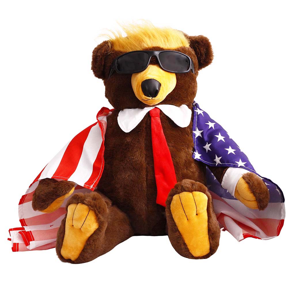 Trump Bear with Flag Cape and Sunglasses Donald Trump Merchandise Donald Trump Doll Trumpy Bear Donald Trump Gifts for Trump Supporters and Patriotic Americans