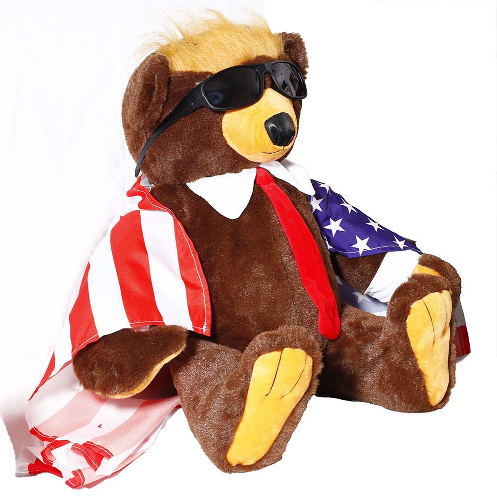 Trump Bear with Flag Cape and Sunglasses Donald Trump Merchandise Donald Trump Doll Trumpy Bear Donald Trump Gifts for Trump Supporters and Patriotic Americans