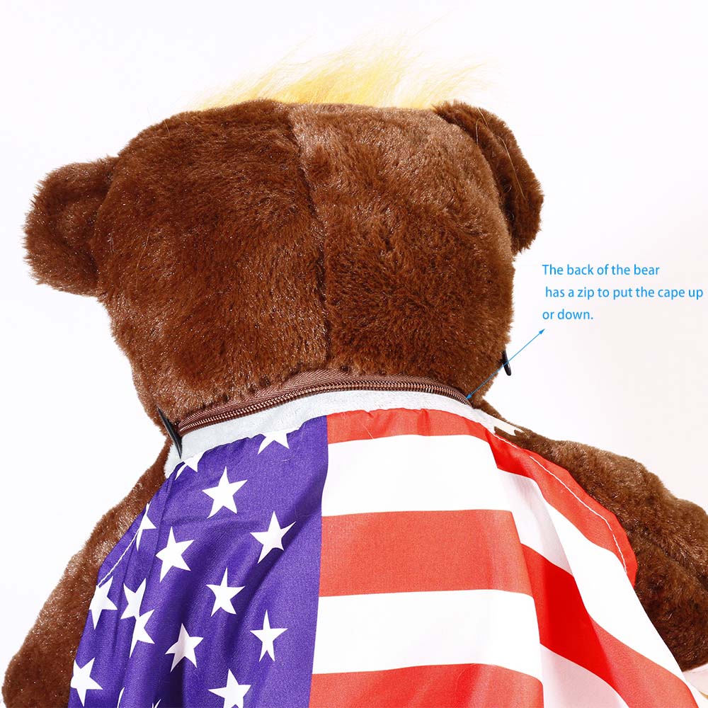 Trump Bear with Flag Cape and Sunglasses Donald Trump Merchandise Donald Trump Doll Trumpy Bear Donald Trump Gifts for Trump Supporters and Patriotic Americans