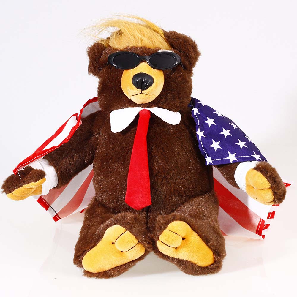 Trump Bear with Flag Cape and Sunglasses Donald Trump Merchandise Donald Trump Doll Trumpy Bear Donald Trump Gifts for Trump Supporters and Patriotic Americans