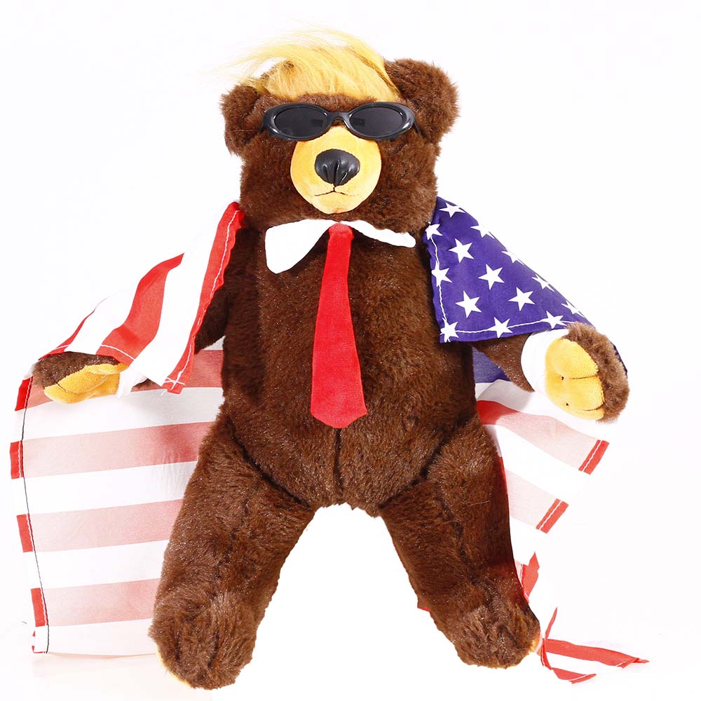 Trump Bear with Flag Cape and Sunglasses Donald Trump Merchandise Donald Trump Doll Trumpy Bear Donald Trump Gifts for Trump Supporters and Patriotic Americans