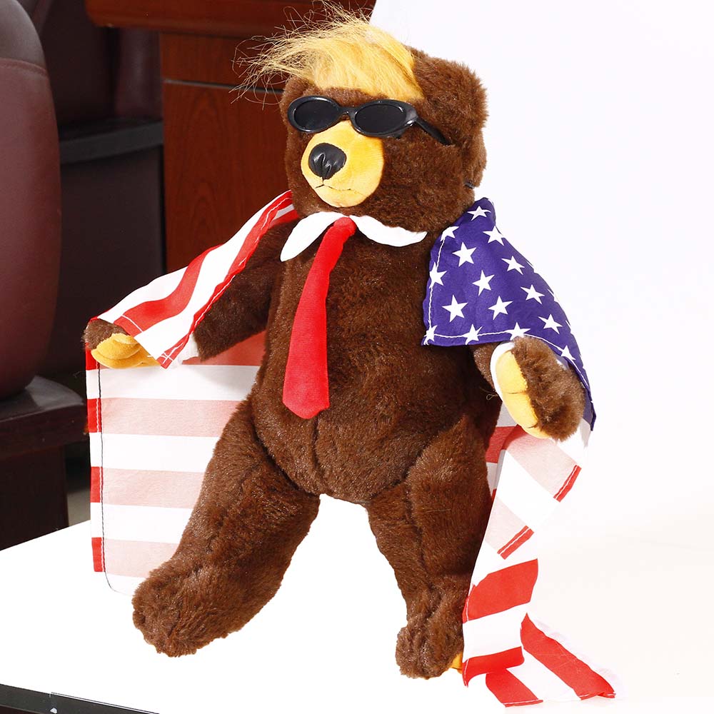 Trump Bear with Flag Cape and Sunglasses Donald Trump Merchandise Donald Trump Doll Trumpy Bear Donald Trump Gifts for Trump Supporters and Patriotic Americans