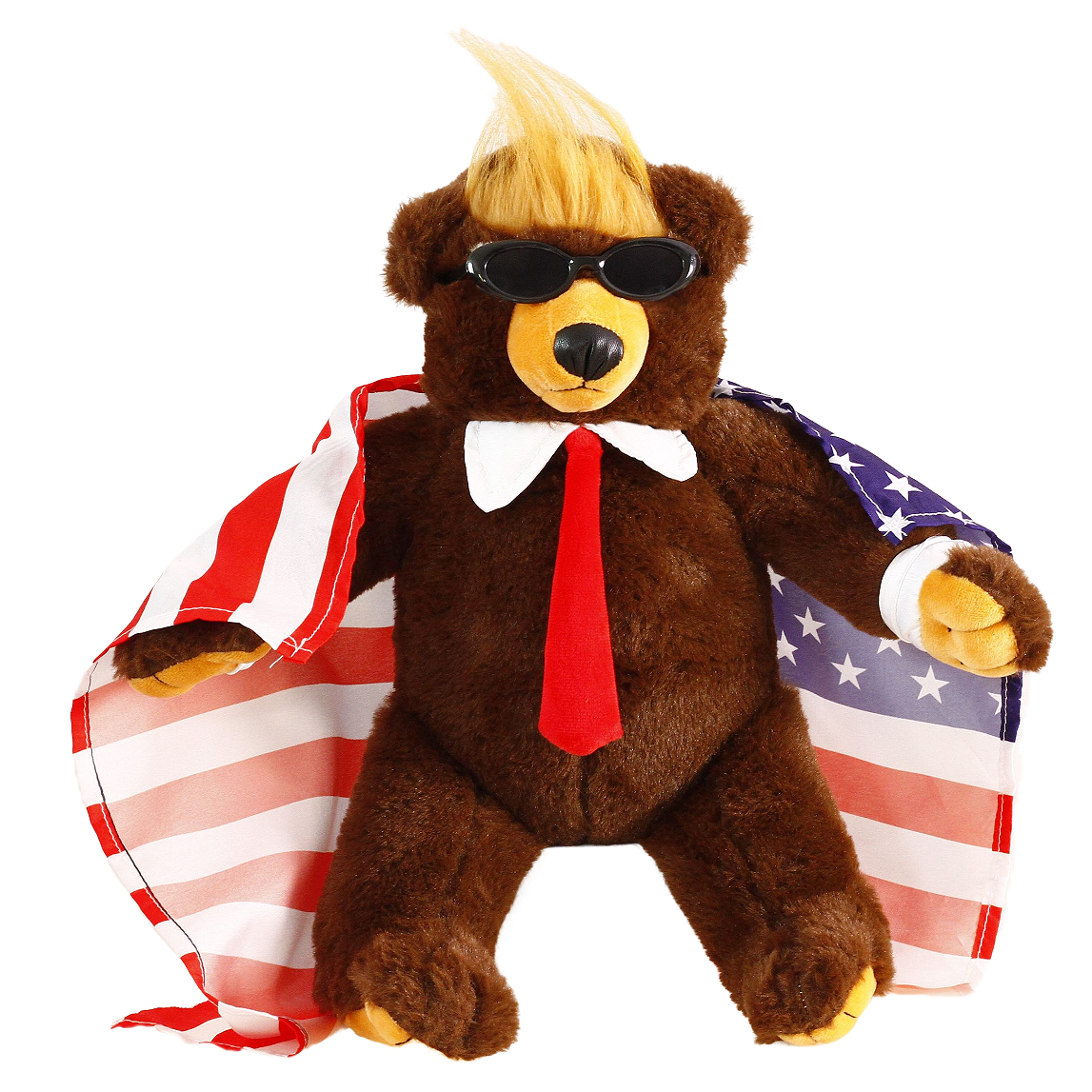 Trump Bear with Flag Cape and Sunglasses Donald Trump Merchandise Donald Trump Doll Trumpy Bear Donald Trump Gifts for Trump Supporters and Patriotic Americans