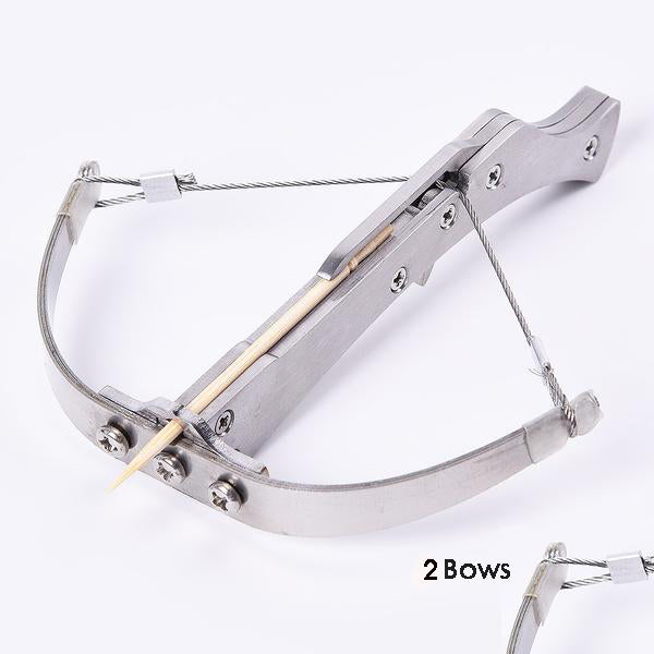 Mini Crossbow Stainless Steel Toothpicks Arrow Bow 3 Pull Options with 200 Bamboo Sticks Kids Rare Toy and Gifts