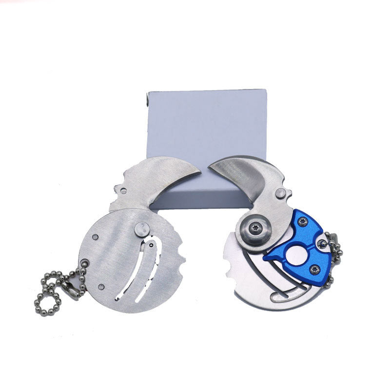 Creative Coin-shape Mini EDC Folding Pocket Keychain Knife with Hanging Chain