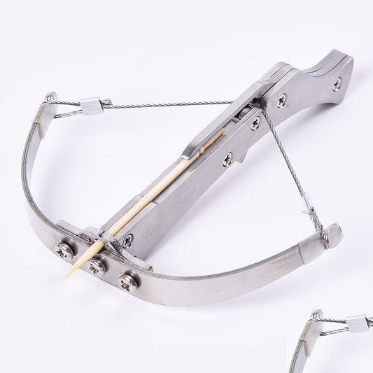 Double Bows  Powerful Mini Stainless Steel Crossbow Toothpicks Arrow Bow Kids Shooting