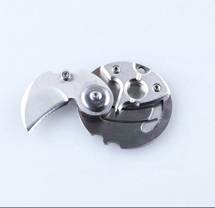 Creative Coin-shape Mini EDC Folding Pocket Keychain Knife with Hanging Chain
