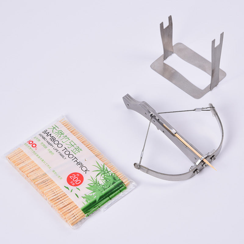 Mini Crossbow Stainless Steel Toothpicks Arrow Bow 3 Pull Options with 200 Bamboo Sticks Kids Rare Toy and Gifts