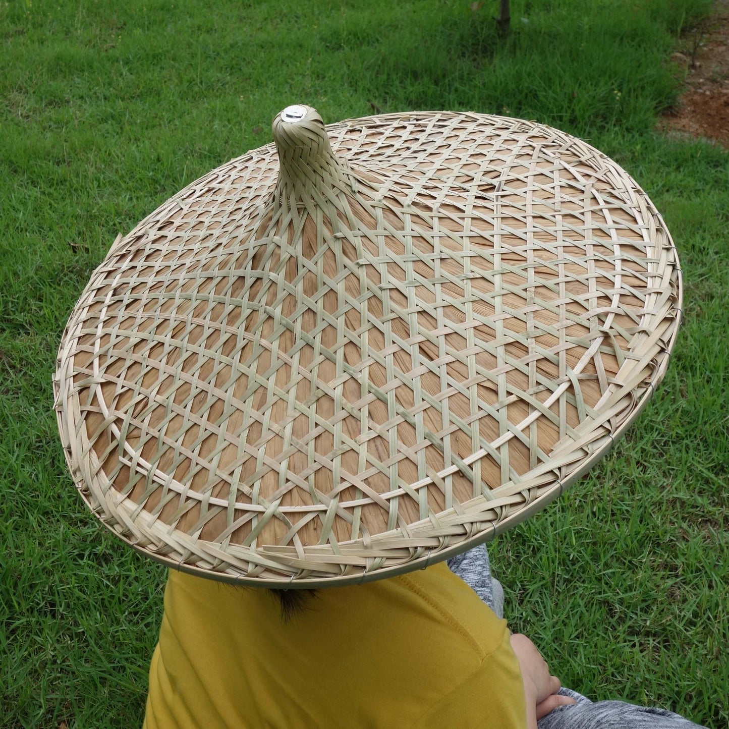 Bamboo Hat China Guangdong Local Characteristics Hand-woven Large Conical Hats Sun Hat 21 Inch